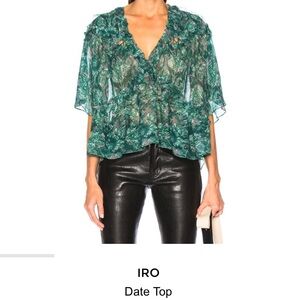 IRO Date Top Green and Pink Floral Blouse